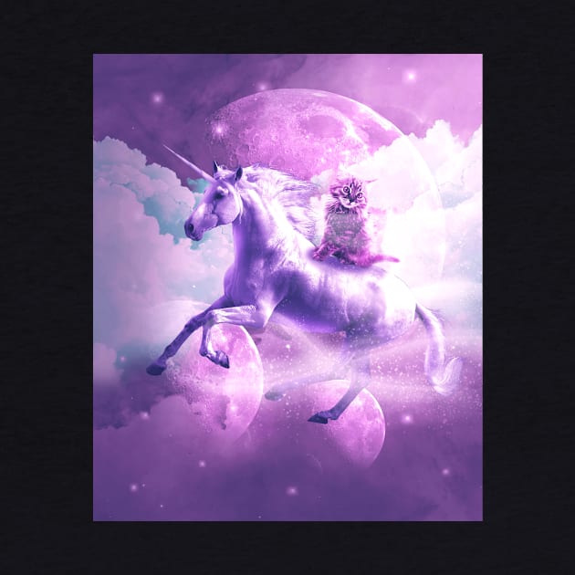 Kitty Cat Riding On Flying Space Galaxy Unicorn by Random Galaxy